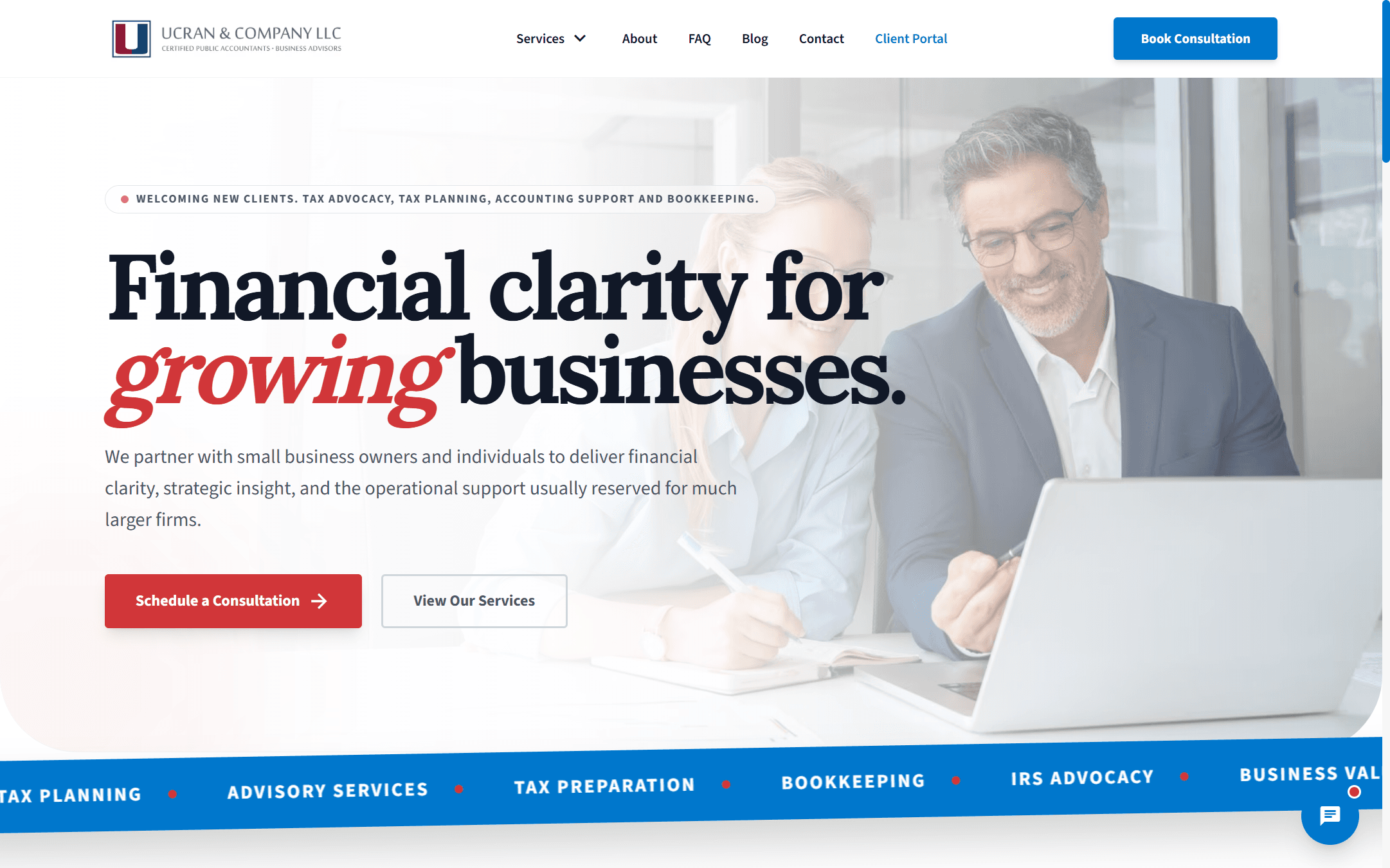 UCRAN & Company CPA firm website built by Company 50